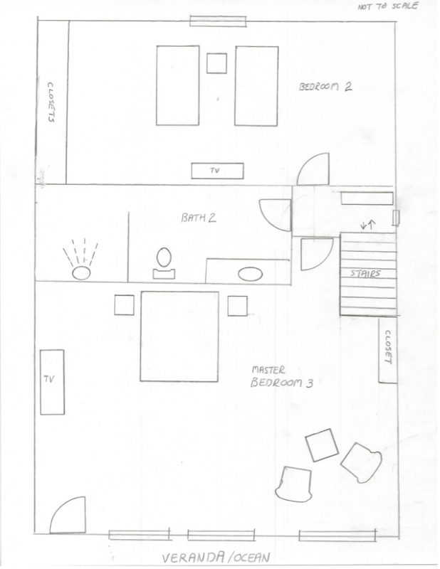 Rough floor plan for condo's upper level